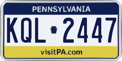 PA license plate KQL2447
