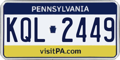 PA license plate KQL2449