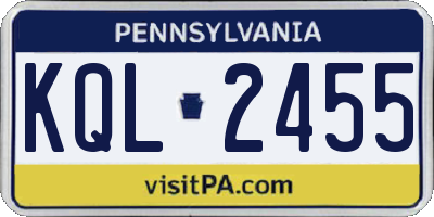PA license plate KQL2455