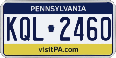 PA license plate KQL2460