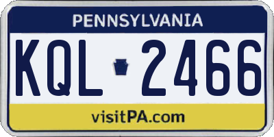 PA license plate KQL2466