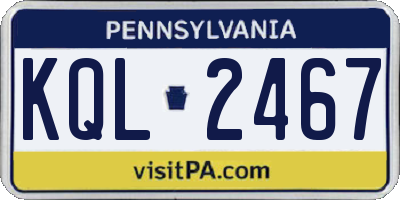 PA license plate KQL2467