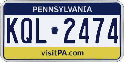 PA license plate KQL2474