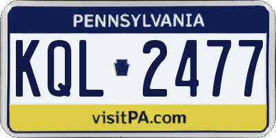 PA license plate KQL2477