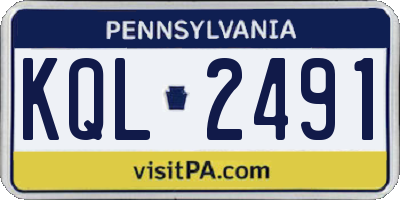PA license plate KQL2491