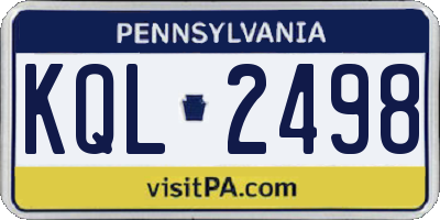 PA license plate KQL2498