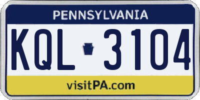 PA license plate KQL3104