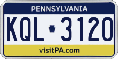 PA license plate KQL3120
