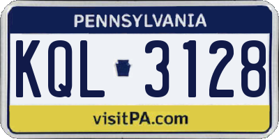 PA license plate KQL3128