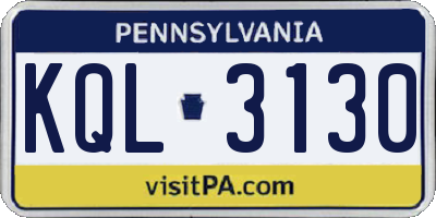PA license plate KQL3130