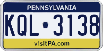 PA license plate KQL3138