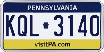 PA license plate KQL3140