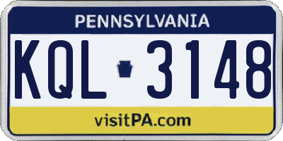 PA license plate KQL3148