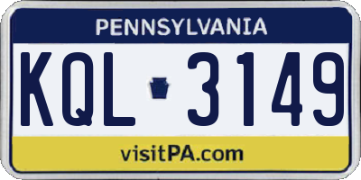 PA license plate KQL3149