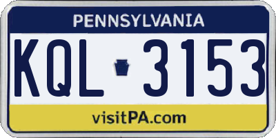 PA license plate KQL3153