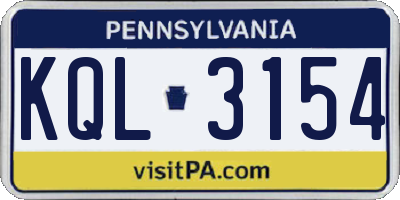 PA license plate KQL3154