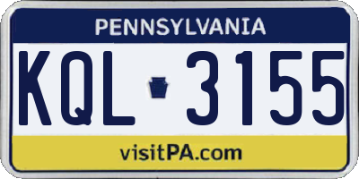 PA license plate KQL3155