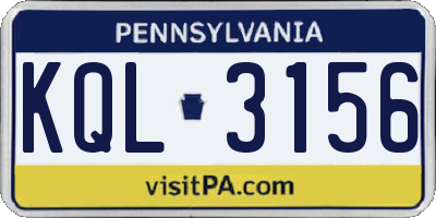 PA license plate KQL3156