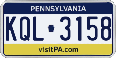 PA license plate KQL3158