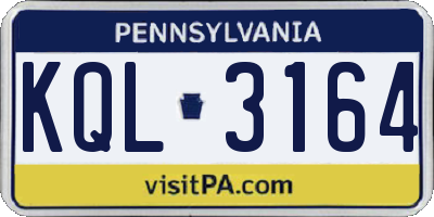 PA license plate KQL3164