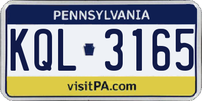 PA license plate KQL3165
