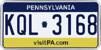 PA license plate KQL3168