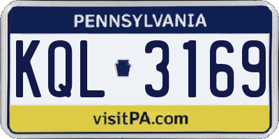 PA license plate KQL3169