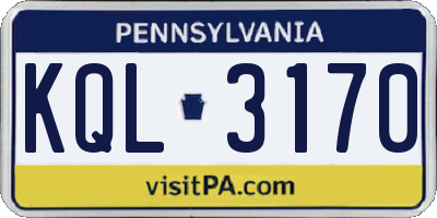 PA license plate KQL3170