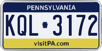 PA license plate KQL3172