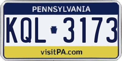 PA license plate KQL3173