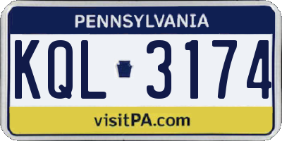 PA license plate KQL3174