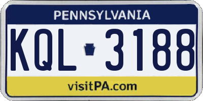 PA license plate KQL3188