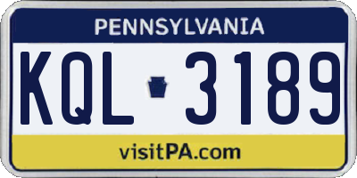 PA license plate KQL3189