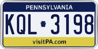PA license plate KQL3198