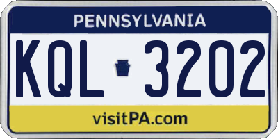 PA license plate KQL3202