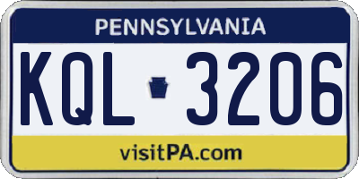 PA license plate KQL3206