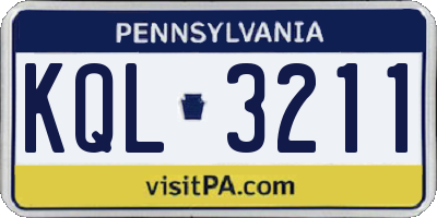 PA license plate KQL3211