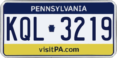 PA license plate KQL3219