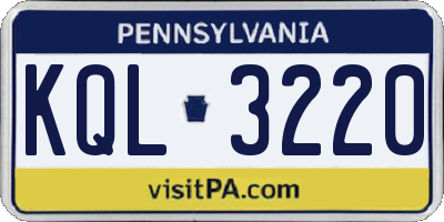 PA license plate KQL3220