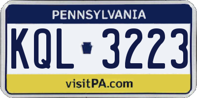 PA license plate KQL3223