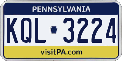 PA license plate KQL3224