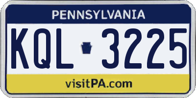 PA license plate KQL3225