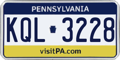 PA license plate KQL3228