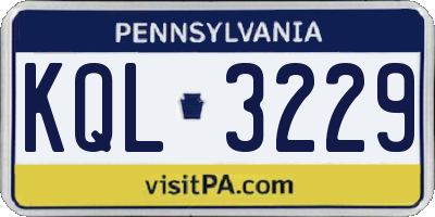 PA license plate KQL3229