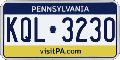 PA license plate KQL3230
