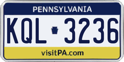 PA license plate KQL3236