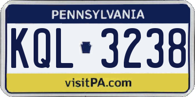 PA license plate KQL3238