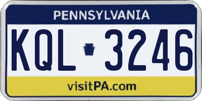 PA license plate KQL3246