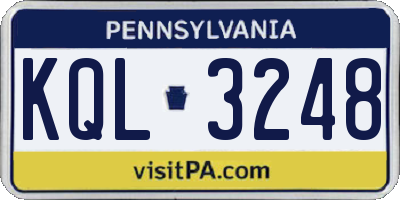 PA license plate KQL3248
