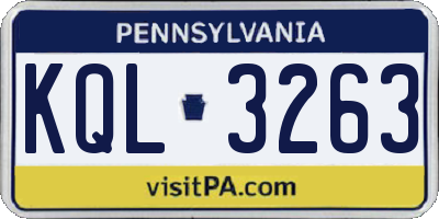 PA license plate KQL3263